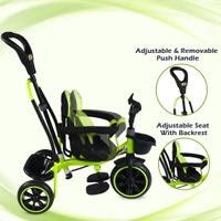 MEE MEE 2 IN 1 KIDS ROCKER TRIKE WITH PARENTAL CONTROL HANDLE | BABY TRICYCLE WITH ROCKING FEATURE, ADJUSTABLE CUSHIONED SEAT & FOOTREST (GREEN)