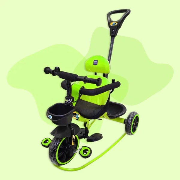 MEE MEE 2 IN 1 KIDS ROCKER TRIKE WITH PARENTAL CONTROL HANDLE | BABY TRICYCLE WITH ROCKING FEATURE, ADJUSTABLE CUSHIONED SEAT & FOOTREST (GREEN)