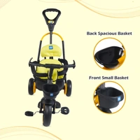 MEE MEE 2 IN 1 KIDS ROCKER TRIKE WITH PARENTAL CONTROL HANDLE | BABY TRICYCLE WITH ROCKING FEATURE, ADJUSTABLE CUSHIONED SEAT & FOOTREST (YELLOW