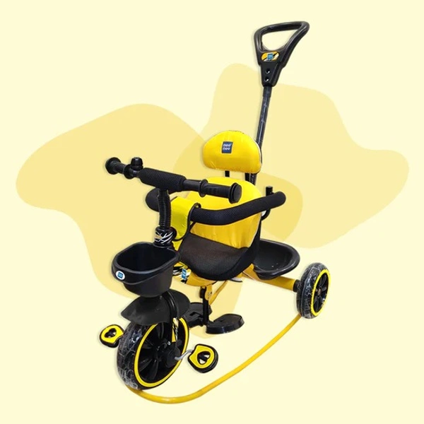 MEE MEE 2 IN 1 KIDS ROCKER TRIKE WITH PARENTAL CONTROL HANDLE | BABY TRICYCLE WITH ROCKING FEATURE, ADJUSTABLE CUSHIONED SEAT & FOOTREST (YELLOW