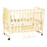 MEE MEE ROCKING WOODEN BABY COT WITH MOSQUITO NET | ADJUSTABLE HEIGHT BABY CRIB BED