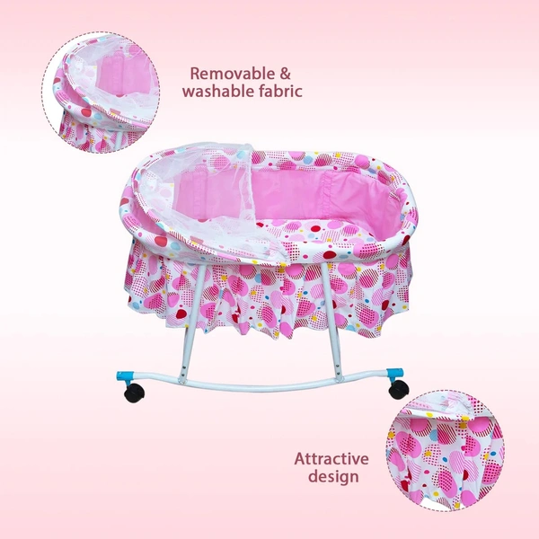 MEE MEE COMFY BABY ROCKING CRADLE WITH MOSQUITO NET | MOVABLE BABY CRADLE WITH ROCKING FEATURE