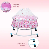 MEE MEE COMFY BABY ROCKING CRADLE WITH MOSQUITO NET | MOVABLE BABY CRADLE WITH ROCKING FEATURE