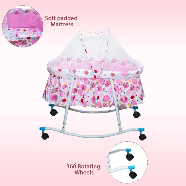 MEE MEE COMFY BABY ROCKING CRADLE WITH MOSQUITO NET | MOVABLE BABY CRADLE WITH ROCKING FEATURE