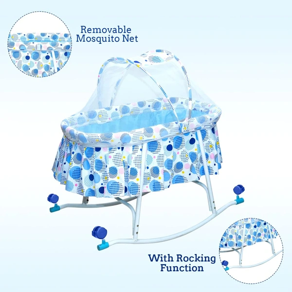 MEE MEE COMFY BABY ROCKING CRADLE WITH MOSQUITO NET | MOVABLE BABY CRADLE WITH ROCKING FEATURE