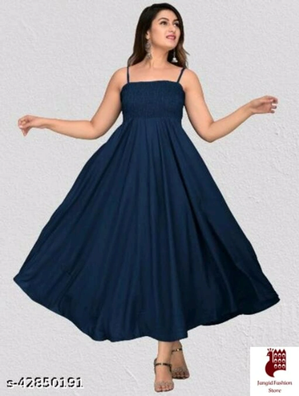 MAYERO Rayon Western Wear dresses - Solid, 1, BLUE, S, Rayon