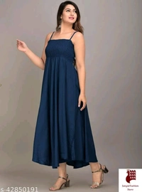 MAYERO Rayon Western Wear dresses - Solid, 1, BLUE, S, Rayon