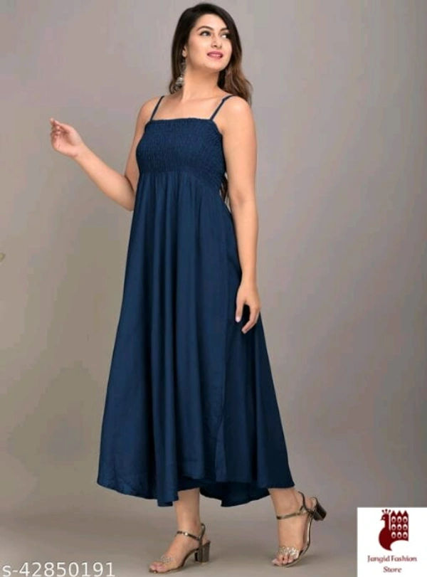 MAYERO Rayon Western Wear dresses - Solid, 1, BLUE, S, Rayon