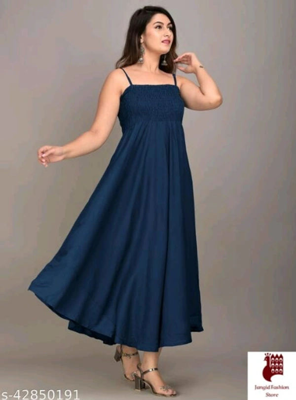 MAYERO Rayon Western Wear dresses - Solid, 1, BLUE, S, Rayon
