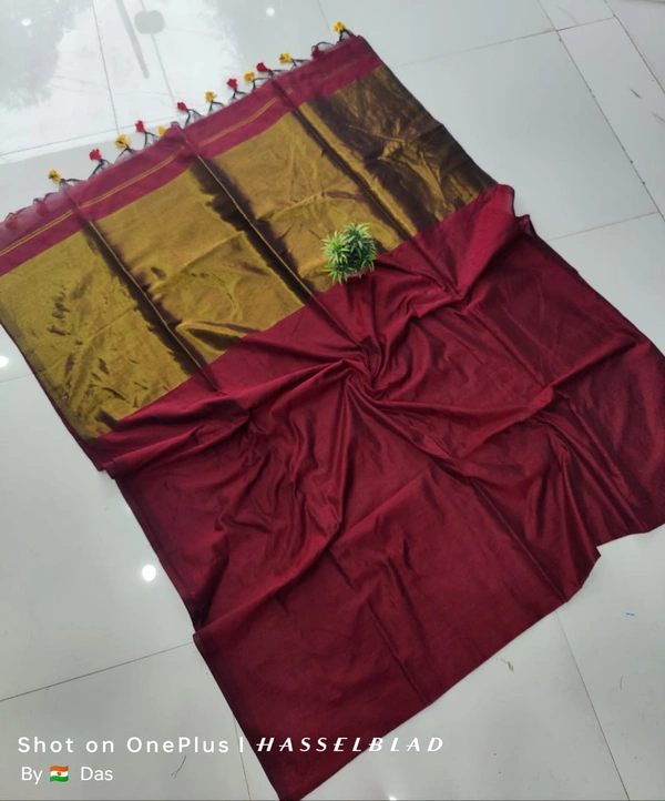 Khadi by cotton Golden Zori Pallu  saree 3