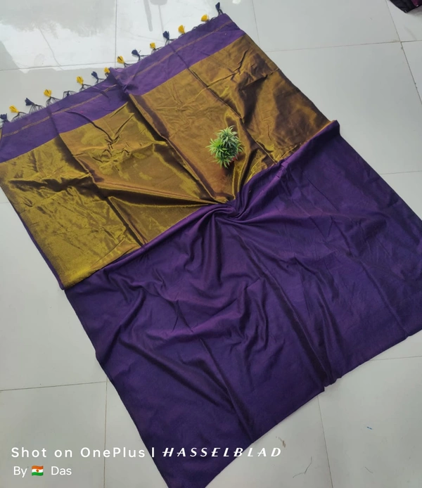 Khadi by cotton Golden Zori Pallu  saree 4