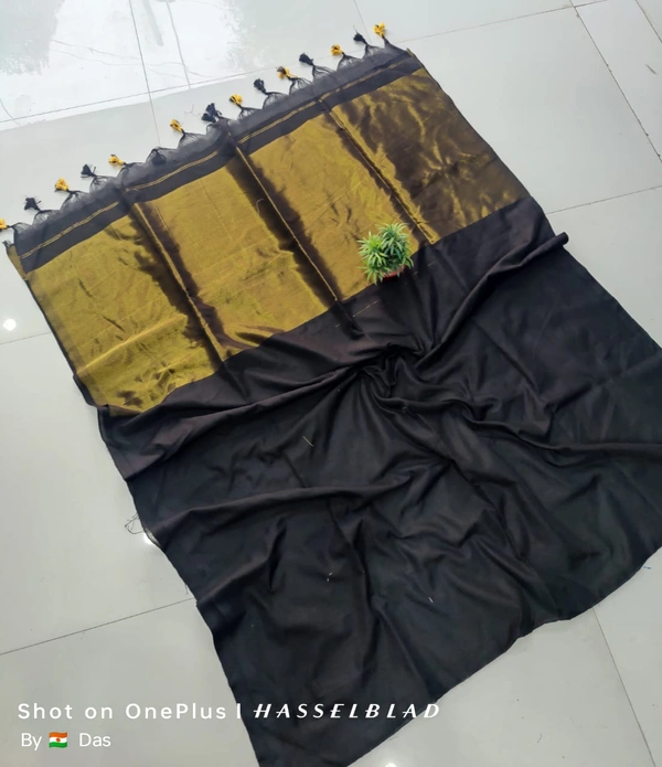 Khadi by cotton Golden Zori Pallu  saree 5