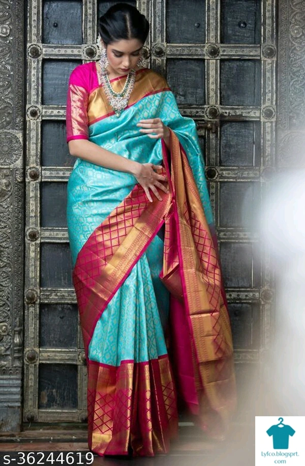 Beautiful Designer Kanjeevaram silk Saree with Blouse piece for Women* - Free Size (Saree Length Size: 5.5 m, Blouse Length Size: 0.9 m)