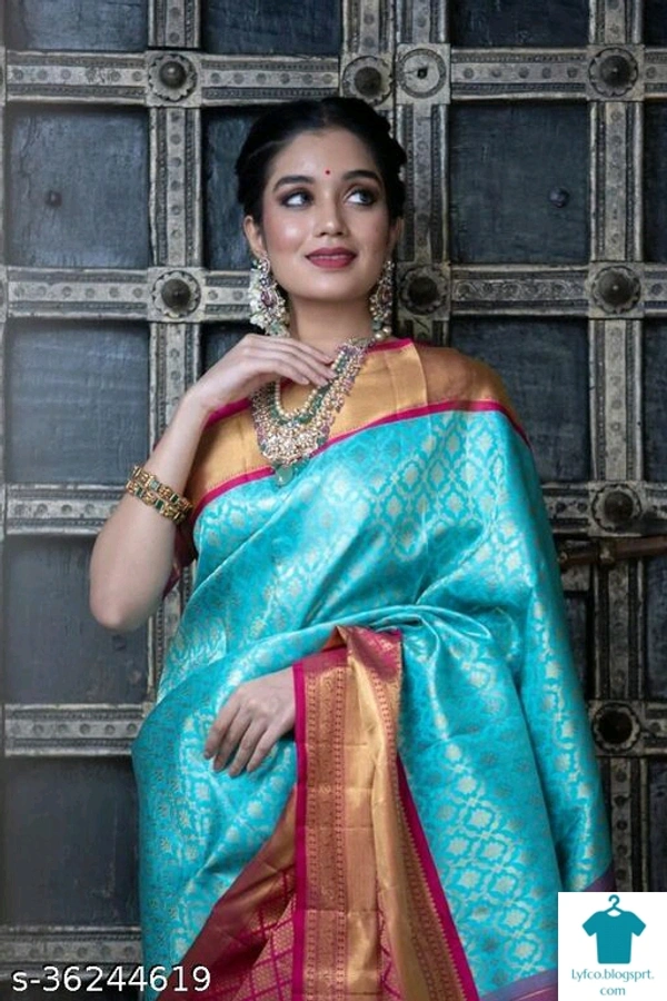 Beautiful Designer Kanjeevaram silk Saree with Blouse piece for Women* - Free Size (Saree Length Size: 5.5 m, Blouse Length Size: 0.9 m)