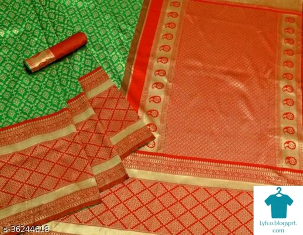 Beautiful Designer Kanjeevaram silk Saree with Blouse piece for Women - Free Size (Saree Length Size: 5.5 m, Blouse Length Size: 0.9 m) 