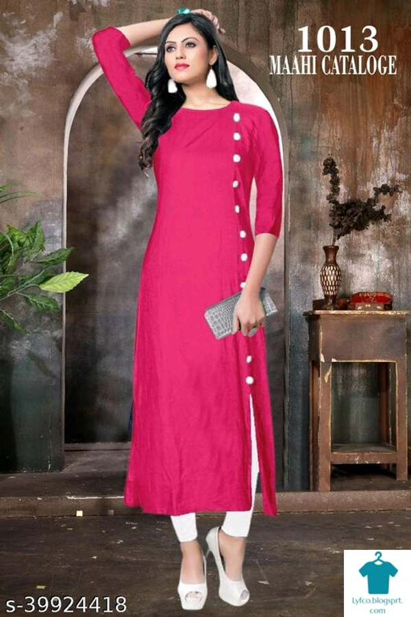 Jivika Superior Kurtis*Fabric: RayonSleeve Length: Three-Quarter SleevesPattern: SolidCombo of: Single - Colour - Light red, M