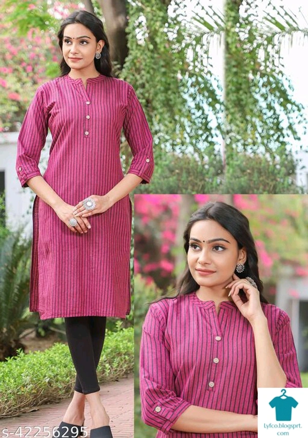 ☀️Myra Fashionable KurtisFabric: Khadi CottonSleeve Length: Three-Quarter SleevesPattern: StripedCombo of: Single - Colour- Silver , Size- XL