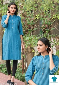 ☀️Myra Fashionable KurtisFabric: Khadi CottonSleeve Length: Three-Quarter SleevesPattern: StripedCombo of: Single - Colour- Silver , Size- XL