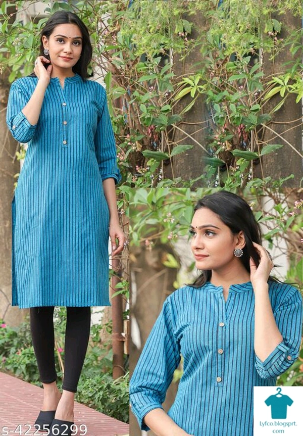 ☀️Myra Fashionable KurtisFabric: Khadi CottonSleeve Length: Three-Quarter SleevesPattern: StripedCombo of: Single - Colour- Silver , Size- XL