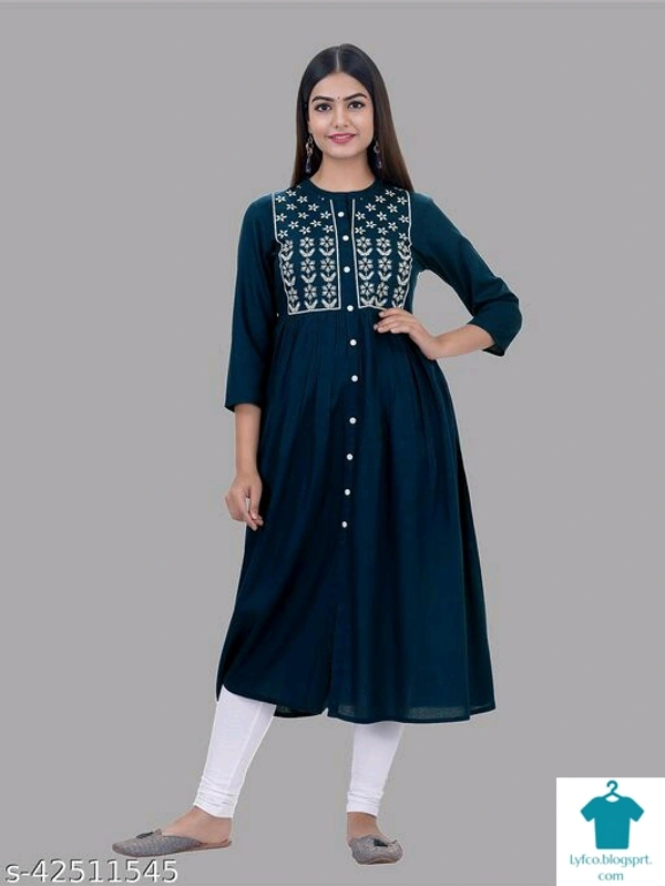 Aagyeyi Fabulous Kurtis*Fabric: RayonSleeve Length: Three-Quarter SleevesPattern: EmbroideredCombo of: Single - Size- S
