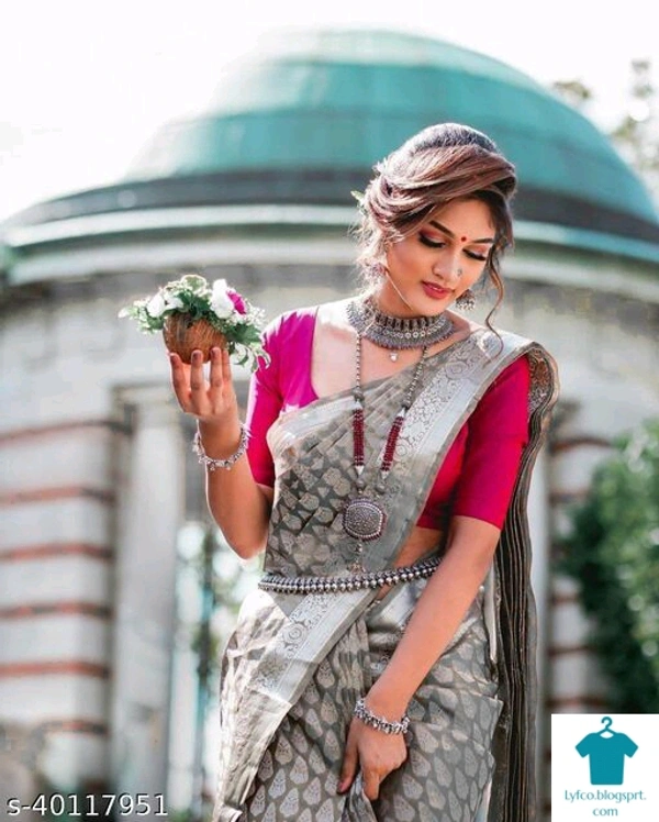 Product Name: *Fancy Jaquard Saree*Saree Fabric: Litchi SilkBlouse: Running BlouseBlouse Fabric: Litchi SilkPattern: Zari WovenBlouse Pattern: SolidMultipack: Single - Free size