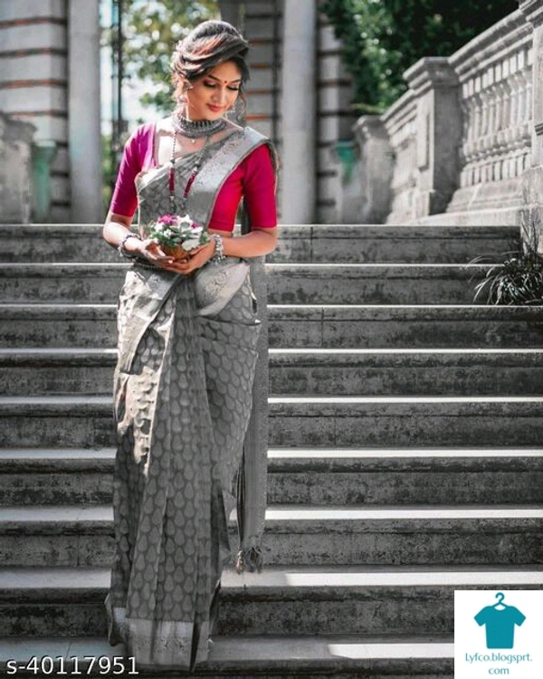 Product Name: *Fancy Jaquard Saree*Saree Fabric: Litchi SilkBlouse: Running BlouseBlouse Fabric: Litchi SilkPattern: Zari WovenBlouse Pattern: SolidMultipack: Single - Free size