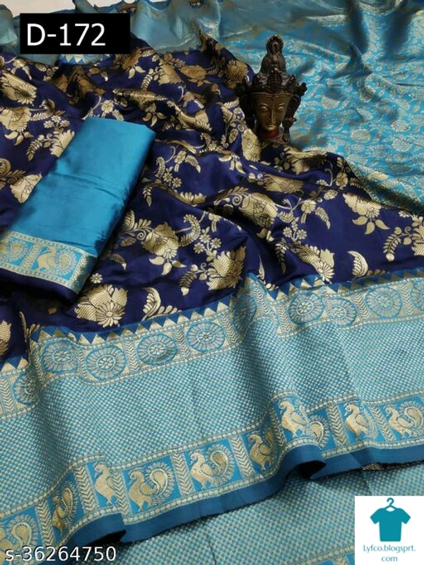 Product Name: *Fancy Jacquard Saree*Saree Fabric: Litchi SilkBlouse: Separate Blouse PieceBlouse Fabric: Litchi SilkPattern: Zari WovenBlouse Pattern: JacquardMultipack: Single - Free Size (Saree Length Size: 5.5 m, Blouse Length Size: 0.8 m)