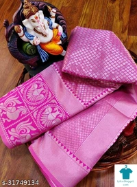 Product Name: *Embellished Kanjivaram Silk Blend Saree  *Saree Fabric: Kanjeevaram SilkBlouse: Separate Blouse PieceBlouse Fabric: Banarasi SilkPattern: Zari WovenBlouse Pattern: Same as BorderMultipack: Single - Free Size (Saree Length Size: 5.5 m, Blouse Length Size: 0.9 m)