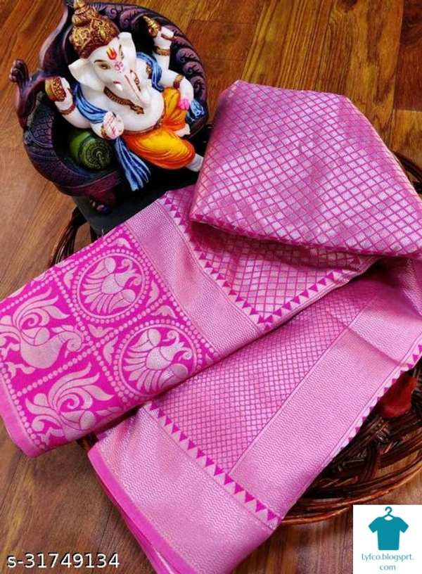 Product Name: *Embellished Kanjivaram Silk Blend Saree  *Saree Fabric: Kanjeevaram SilkBlouse: Separate Blouse PieceBlouse Fabric: Banarasi SilkPattern: Zari WovenBlouse Pattern: Same as BorderMultipack: Single - Free Size (Saree Length Size: 5.5 m, Blouse Length Size: 0.9 m)