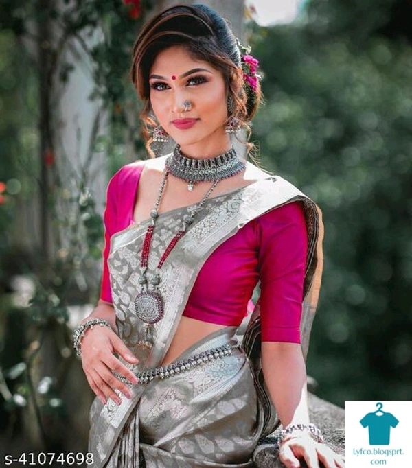 Product Name: *Jivika Fashionable Sarees*Saree Fabric: Art SilkBlouse: Separate Blouse PieceBlouse Fabric: Art SilkPattern: Zari WovenBlouse Pattern: SolidMultipack: Single - Free Size (Saree Length Size: 5.4 m, Blouse Length Size: 0.8 m) 