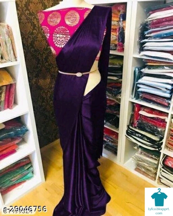 Product Name: *Adrika Pretty Sarees*Saree Fabric: Satin SilkBlouse: Separate Blouse PieceBlouse Fabric: JacquardPattern: SolidBlouse Pattern: JacquardMultipack: Single, - Free Size (Saree Length Size: 5.5 m, Blouse Length Size: 1 m) 