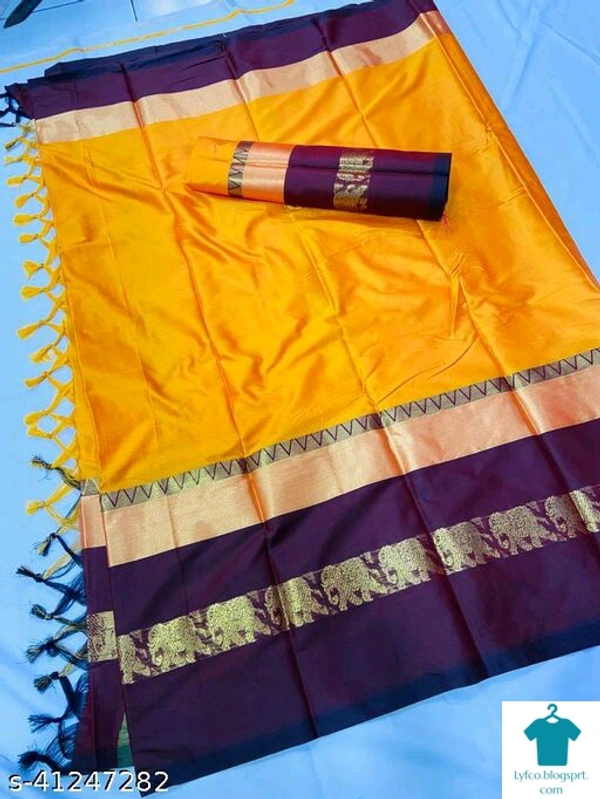 Product Name: *Adrika Attractive Sarees*Saree Fabric: Cotton SilkBlouse: Running BlouseBlouse Fabric: Cotton SilkPattern: Zari WovenBlouse Pattern: Same as BorderMultipack: Single - Free size
