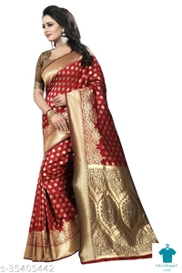 Product Name: *Manjula's ethnic wear kanjeevaram maroon colour cotton silk saree.*Saree Fabric: Cotton SilkBlouse: Separate Blouse PieceBlouse Fabric: Cotton SilkPattern: Zari WovenBlouse Pattern: Same as BorderMultipack: Single - Free Size (Saree Length Size: 5.2 m, Blouse Length Size: 0.8 m) 