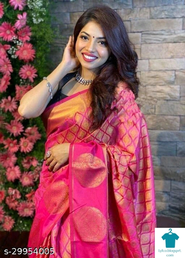 Product Name: *Beautiful Soft Lichi Silk Party Wear Saree for Women*Saree Fabric: Litchi SilkBlouse: Running BlouseBlouse Fabric: Litchi SilkPattern: Zari WovenBlouse Pattern: JacquardMultipack: Single - Free Size (Saree Length Size: 5.5 m, Blouse Length Size: 0.9 m) 