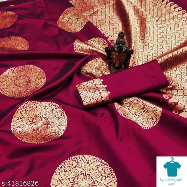 Product Name: *Banarasi Jacquard Silk Saree*Saree Fabric: Banarasi SilkBlouse: Separate Blouse PieceBlouse Fabric: Cotton SilkPattern: Zari WovenBlouse Pattern: JacquardMultipack: Single - Free size, Colour- Dark red