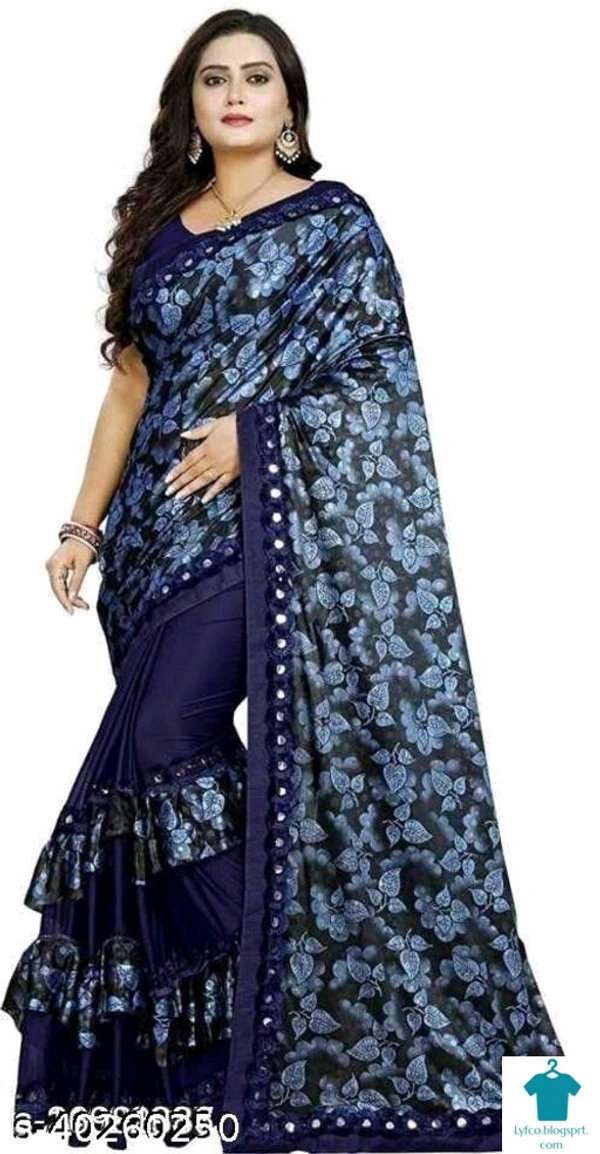 Product Name: *Chitrarekha Voguish Sarees*Saree Fabric: LycraBlouse: Separate Blouse PieceBlouse Fabric: Banarasi SilkPattern: PrintedBlouse Pattern: Same as BorderMultipack: Single - Free size