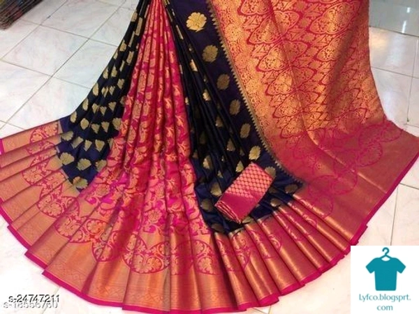 Product Name: *Bake Bihari Navy Blue-Pink*Saree Fabric: Banarasi SilkBlouse: Separate Blouse PieceBlouse Fabric: Banarasi SilkPattern: Zari WovenBlouse Pattern: Zari WovenMultipack: Single - Free size
