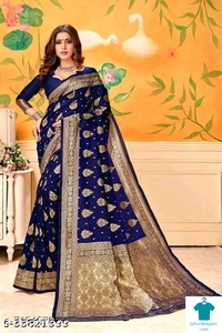 Product Name: *Indian Woman Banarasi Silk Saree*Saree Fabric: Banarasi SilkBlouse: Separate Blouse PieceBlouse Fabric: Banarasi SilkPattern: Zari WovenBlouse Pattern: Same as BorderMultipack: Single - Free size