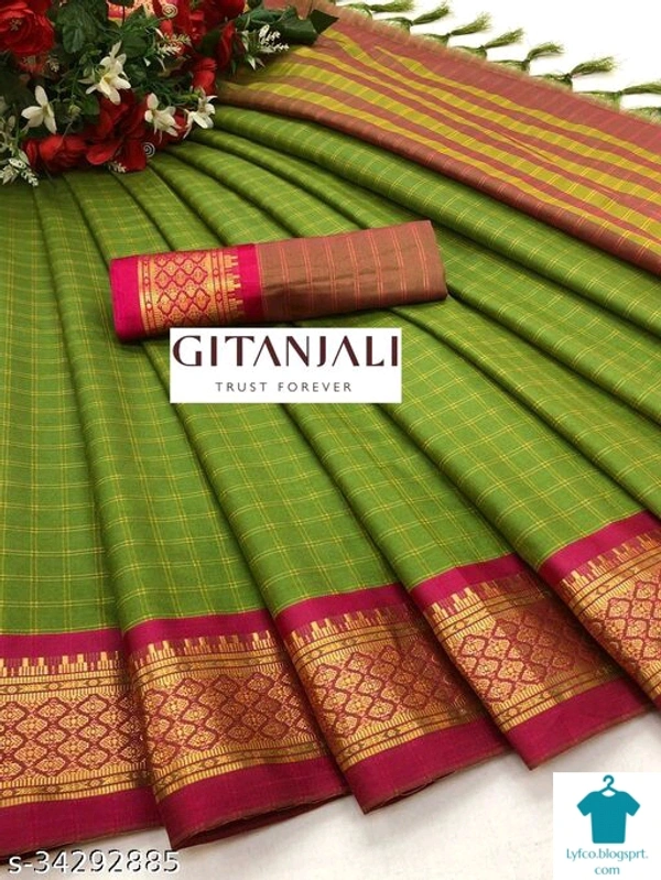 Product Name: *Attractive  Cotton Silk sarees  *Saree Fabric: Cotton SilkBlouse: Separate Blouse PieceBlouse Fabric: Cotton SilkPattern: Woven DesignBlouse Pattern: Same as SareeMultipack: Single - Colour- Olive Drab