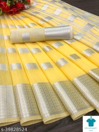 Product Name: *Kashvi Fashionable Sarees*Saree Fabric: LinenBlouse: Separate Blouse PieceBlouse Fabric: LinenPattern: Zari WovenBlouse Pattern: Same as SareeMultipack: Single - Colour- yellow