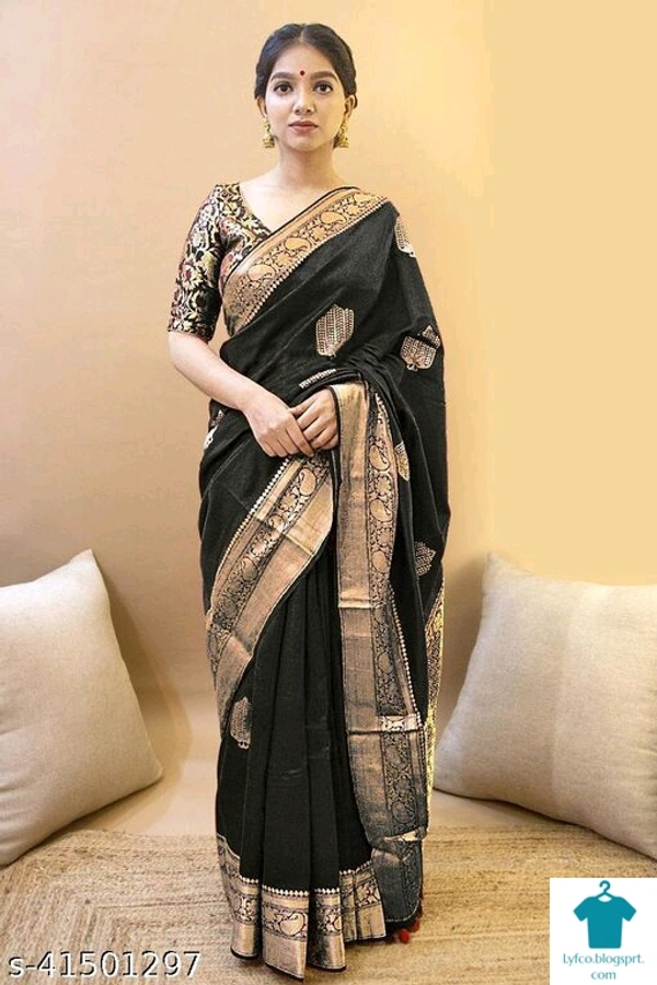 Product Name: *Aagam Voguish Sarees*Saree Fabric: Banarasi SilkBlouse: Separate Blouse PieceBlouse Fabric: Art SilkPattern: Zari WovenBlouse Pattern: SolidMultipack: Single - Free size