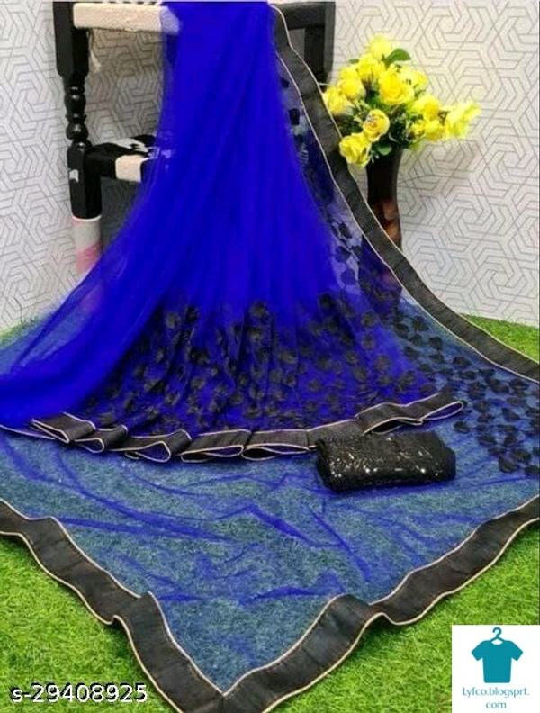 Product Name: *Jivika Fashionable Sarees*Saree Fabric: NetBlouse: Running BlouseBlouse Fabric: Banarasi SilkMultipack: SingleSizes: Free Size (Saree Length Size: 5.5 m, Blouse Length Size: 0.8 m)  - Free size