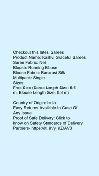 Product Name: *Kashvi Graceful Sarees*Saree Fabric: NetBlouse: Running BlouseBlouse Fabric: Banarasi SilkMultipack: Single - Free size
