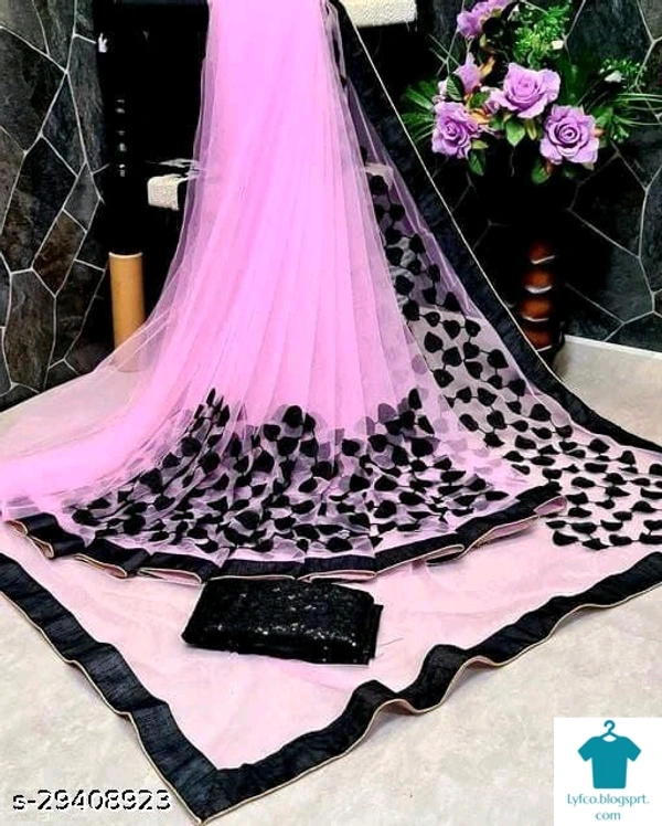 Product Name: *Trendy Attractive Sarees*Saree Fabric: NetBlouse: Running BlouseBlouse Fabric: Banarasi SilkMultipack: Single - Free size