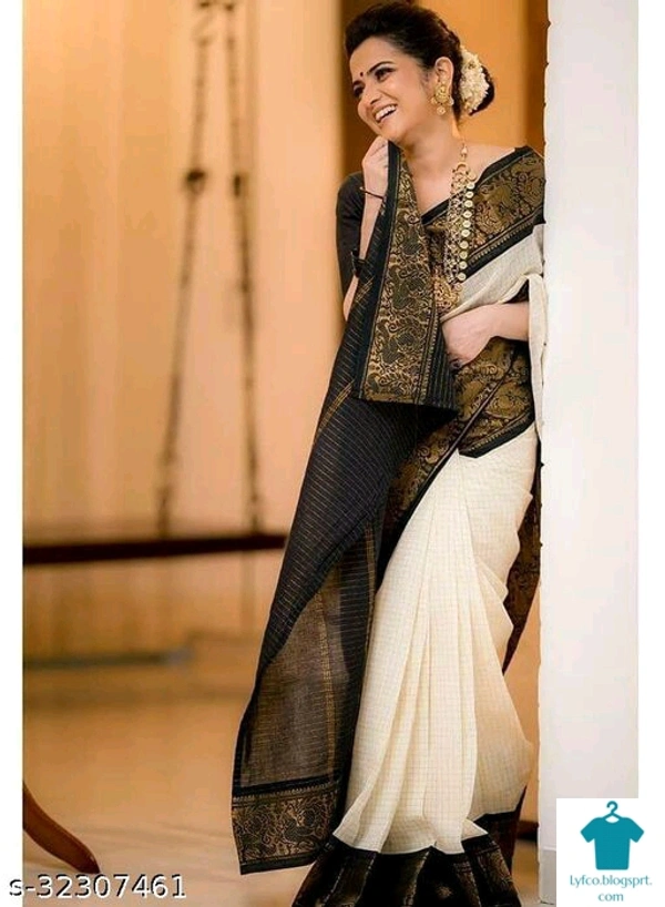 Product Name: *Kashvi Drishya Sarees*Saree Fabric: Cotton SilkBlouse: Saree with Multiple BlouseBlouse Fabric: JacquardPattern: Zari WovenBlouse Pattern: SolidMultipack: Single - Free size