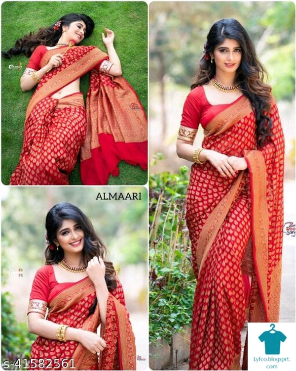 Product Name: *Abhisarika Superior Sarees*Saree Fabric: Litchi SilkBlouse: Separate Blouse PieceBlouse Fabric: Litchi SilkPattern: Zari WovenBlouse Pattern: JacquardMultipack: Single - Free size