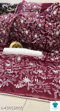 Product Name: *Chitrarekha Fashionable Sarees*Saree Fabric: OrganzaBlouse: Separate Blouse PieceBlouse Fabric: SilkPattern: SolidBlouse Pattern: Same as SareeMultipack: Single - Free Size (Saree Length Size: 5.5 m, Blouse Length Size: 0.8 m) 