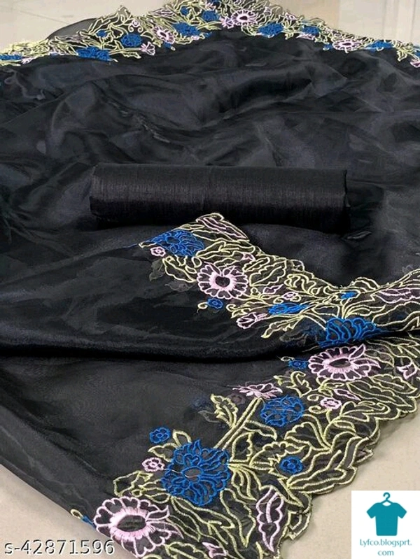 Product Name: *Alisha Pretty Sarees*Saree Fabric: OrganzaBlouse: Separate Blouse PieceBlouse Fabric: Art SilkPattern: SolidBlouse Pattern: Same as SareeMultipack: Single - Free size
