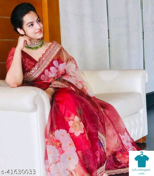 Product Name: *The Mohra Red And Blue Orgenga Lace Work Soft Saree*Saree Fabric: OrganzaBlouse: Separate Blouse PieceBlouse Fabric: Cotton CambricPattern: PrintedBlouse Pattern: SolidMultipack: Single - Free Size (Saree Length Size: 5.5 m, Blouse Length Size: 0.8 m) 