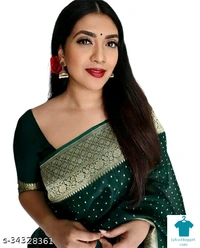 Product Name: *Alluring Jacquard Sarees*Saree Fabric: JacquardBlouse: Running BlouseBlouse Fabric: JacquardPattern: Zari WovenBlouse Pattern: Same as BorderMultipack: Single - Free size